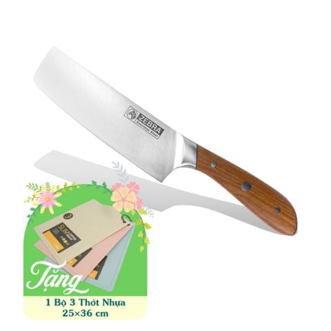 Dao Inox Zebra Browny Vegetable cán gỗ 6.5