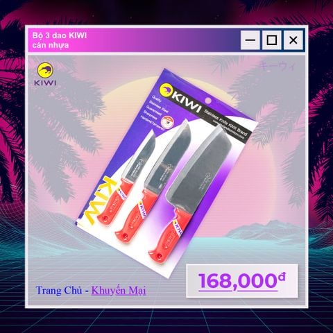 Bộ 3 dao Kiwi cán nhựa - VN3-SET || Set of Kiwi knives with plastic handle - VN3 - SET