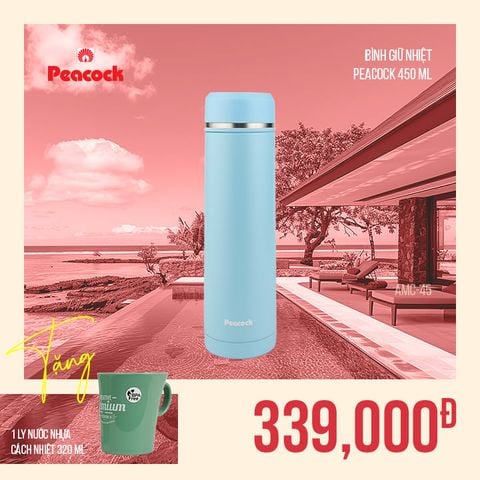 Bình giữ nhiệt Peacock 450ml - AMC-45 || Peacock Vacuum Bottle 450ml - AMC-45