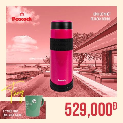 Bình giữ nhiệt Peacock 800ml - AMJ-R80 || Peacock Vacuum Bottle 800ml - AMJ-R80