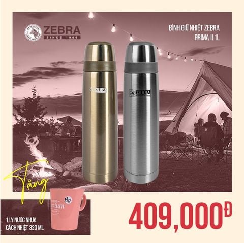 Bình giữ nhiệt Inox Zebra 1L Prima - 112959 || Prima Zebra stainless steel vacuum flask 1L - SUS304