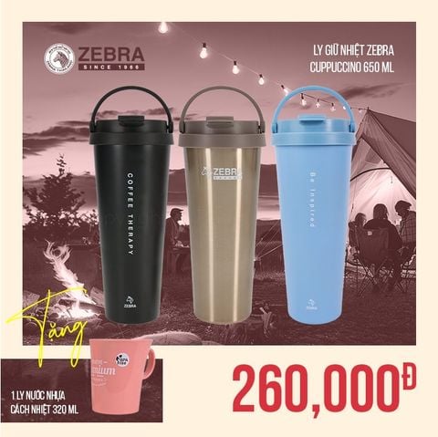 Ly giữ nhiệt Zebra Cuppuccino 650ml kèm túi vải - 112709 || Vacuum Mug Zebra Cuppuccino 0.65L