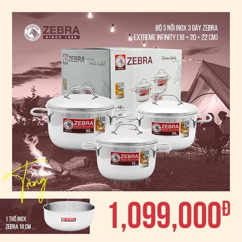 Bộ nồi 3 đáy Extreme Infinity 18cm - 20cm - 22cm - 180826 || Extreme Infinity 3-layer-bottom cookware set 18cm - 20cm - 22cm - 180826
