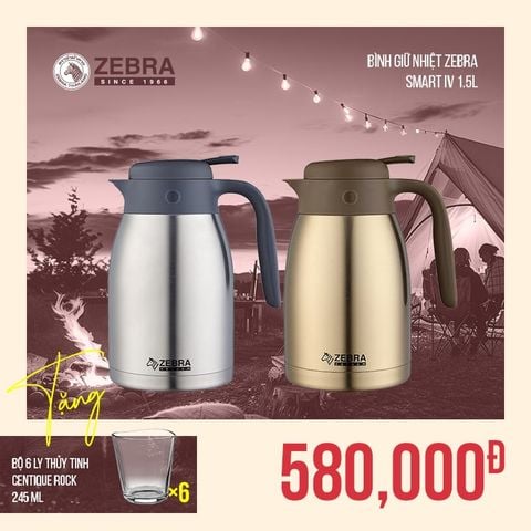 Bình giữ nhiệt Inox 1.5L - Smart IV - 112942 || Zebra Smart IV stainless steel vacuum flask with spout and handle 1.5L - 112942