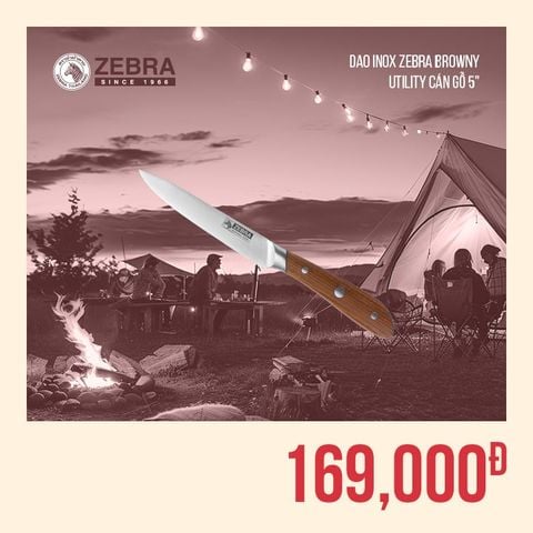 Dao Inox Zebra Browny Utility cán gỗ 5” - 990630