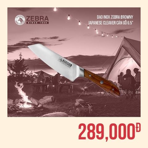 Dao Inox Zebra Browny Japanese Cleaver cán gỗ 6.5