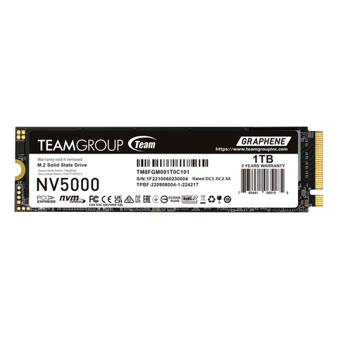  SSD TeamGroup NV5000 1TB M.2 PCIe NVMe Gen4x4 (4,500 MB/s - 1,900 MB/s 