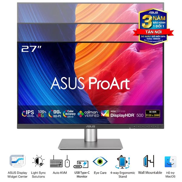  Màn Hình Đồ Họa ASUS ProArt PA27JCV (27 inch - IPS - 5K - 60Hz - 5ms - Speaker ) 