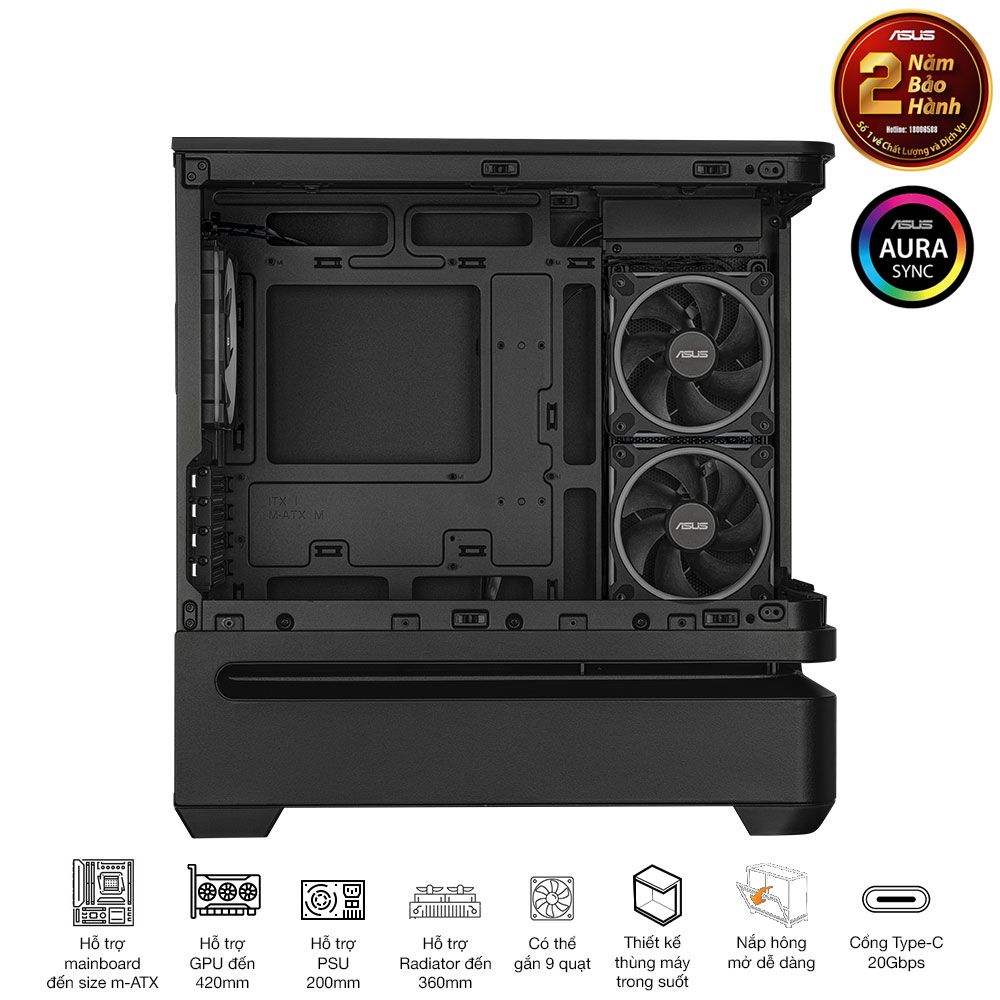  Asus Prime AP202 ARGB M-ATX (Không Fan Đi Kèm) 