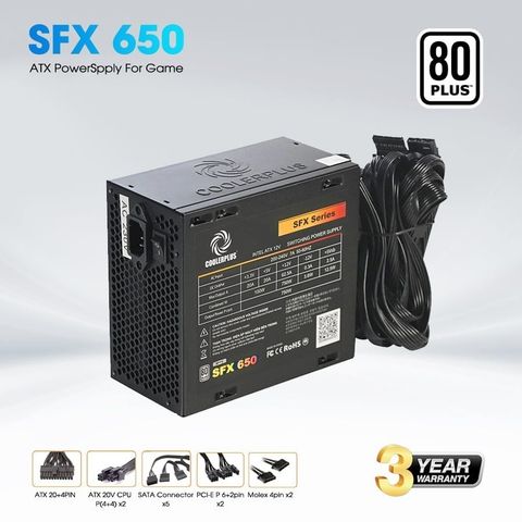  NGUỒN COOLERPLUS CPL-SFX650 80 PLUS 2CPU 