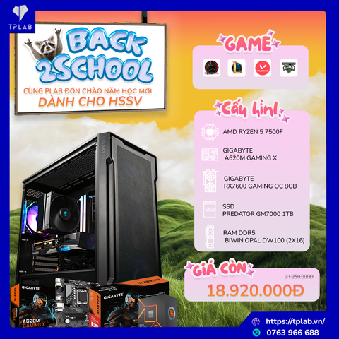  BỘ MÁY TPLAB GAMING RYZEN 5 7500F | RX7600 GAMING OC 8GB 