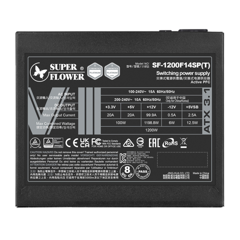  Nguồn máy tính Super Flower LEADEX VIII Platinum PRO 1200W ATX 3.1 Black SF-1200F14SP(T) 