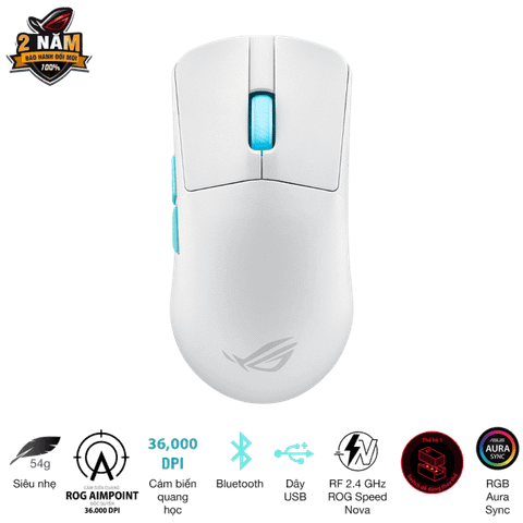  Chuột Gaming không dây Asus ROG Harpe Ace Aim Lab Edition-Moonlight 