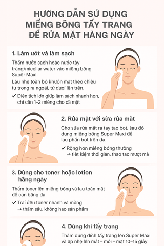 Bông rửa mặt, tẩy trang Ikami Super Maxi 50 miếng (Silk Protein từ tơ tằm)