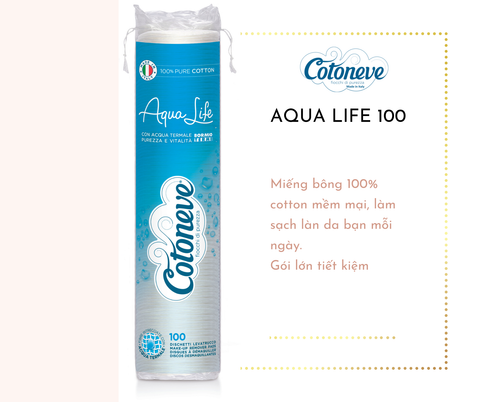BÔNG TẨY TRANG AQUA LIFE 100 MIẾNG MAY VIỀN chắc chắn, không bong xù