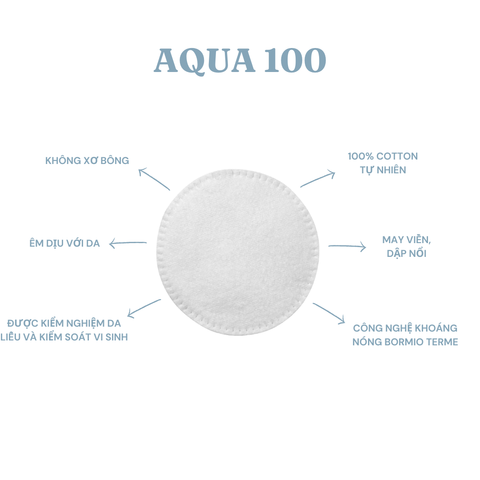 BÔNG TẨY TRANG AQUA LIFE 100 MIẾNG MAY VIỀN chắc chắn, không bong xù