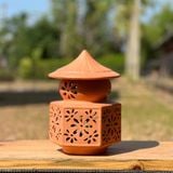  Đèn Trang Trí Sân Vườn Đất Nung - Lục Giác Hoa Văn - DV05 