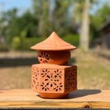  Đèn Trang Trí Sân Vườn Đất Nung - Lục Giác Hoa Văn - DV05 