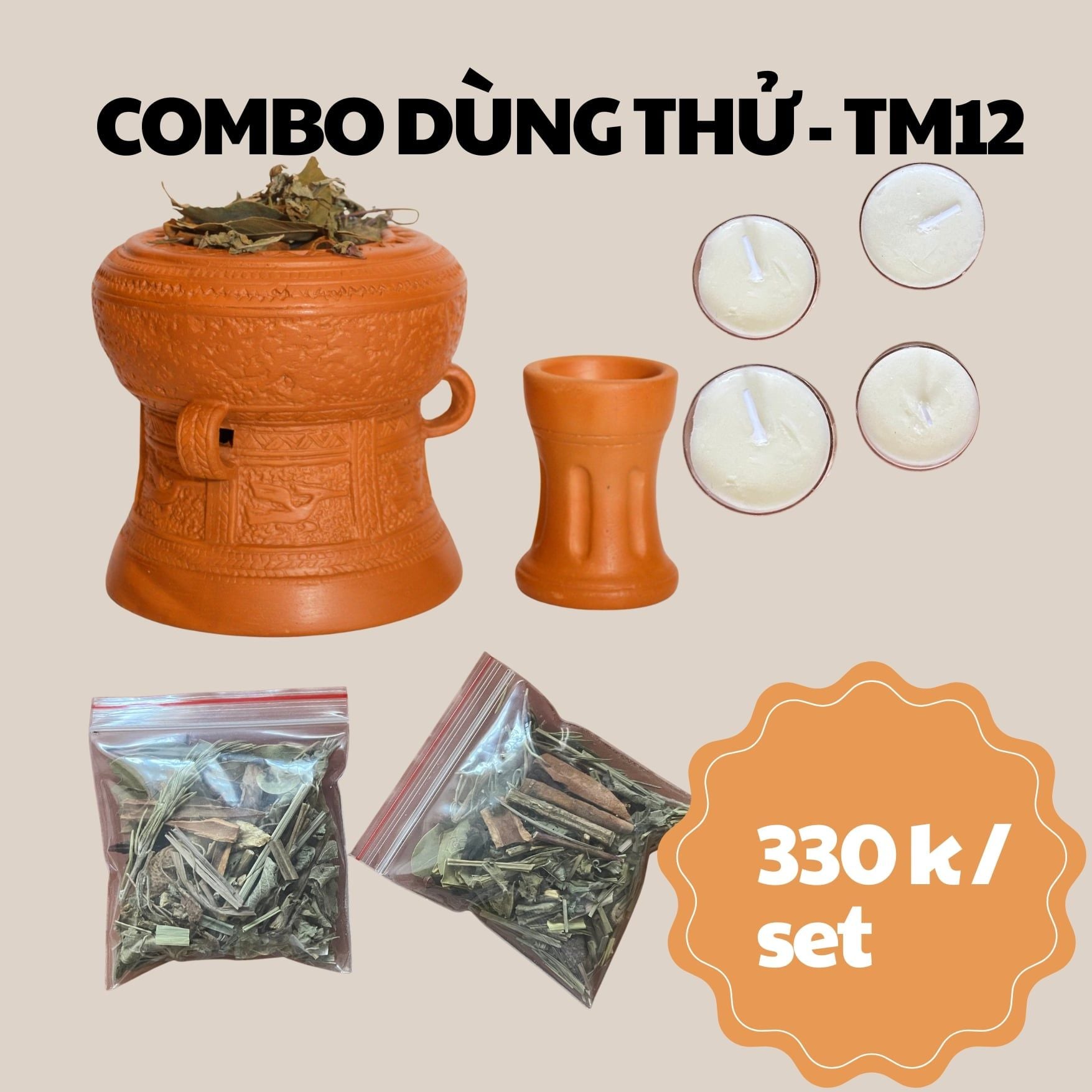  Bếp Xông Thảo Mộc Đất Nung - Trồng Đồng - TM12 