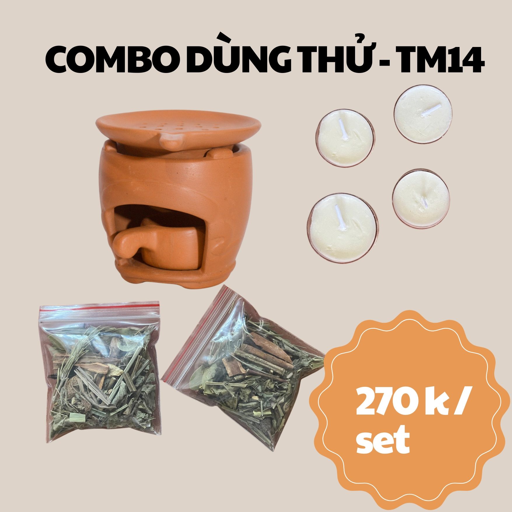  Bếp Xông Thảo Mộc Đất Nung - TM14 