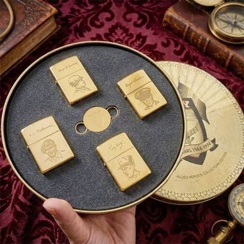 Set Bật Lửa Đồng Khối Khắc Ăn Mòn 4 Vị Tướng D - Day Đời X La Mã Sản Xuất Năm 1994 Hiếm Gặp ZS84