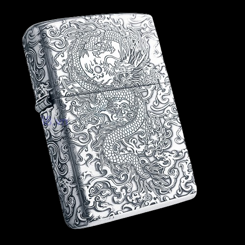 BẬT LỬA ZIPPO AMOR BẠC ĐÚC NGUYÊN KHỐI STERLING CHỦ ĐỀ RỒNG VÂN MÂY 5 MẶT ZB9