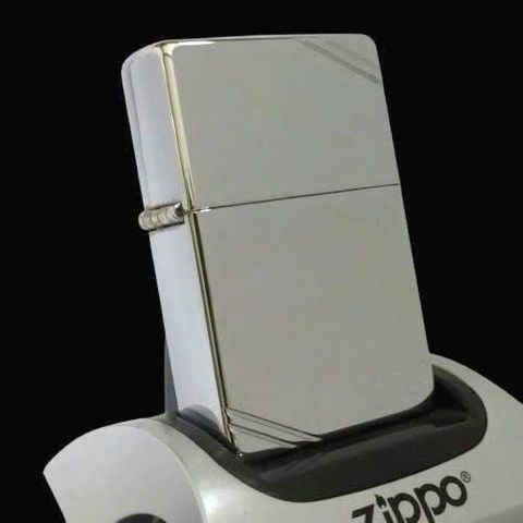 Bật Lửa Zippo Đồng Khối Mạ Chrome Vintage Chặt Góc Trơn Bóng 2 Mặt Đời XII La Mã Sản Xuất Năm 1996 ZL868