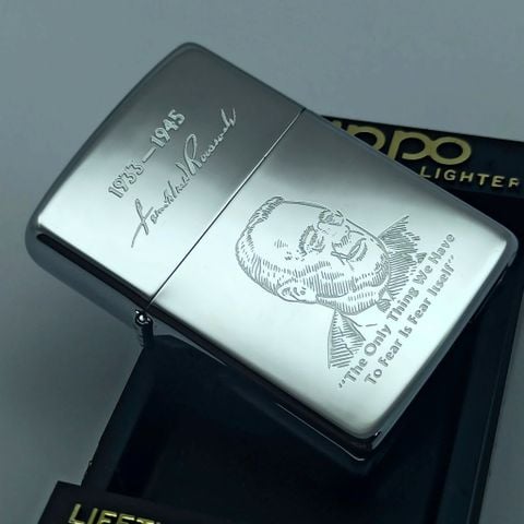 Bật Lửa Zippo Đồng Khối Mạ Chrome Khắc Ăn Mòn Chân Dung Các Vị Tổng Thống Hoa Kỳ Đời V La Mã Sản Xuất Năm 1989 ZL880