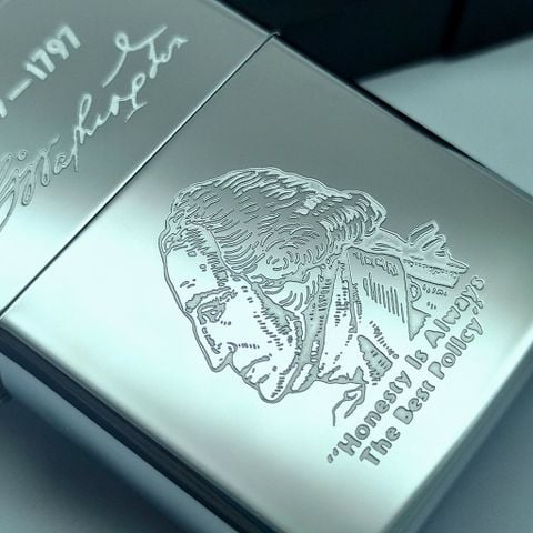 Bật Lửa Zippo Đồng Khối Mạ Chrome Khắc Ăn Mòn Chân Dung Các Vị Tổng Thống Hoa Kỳ Đời VI La Mã Sản Xuất Năm 1990 ZL881