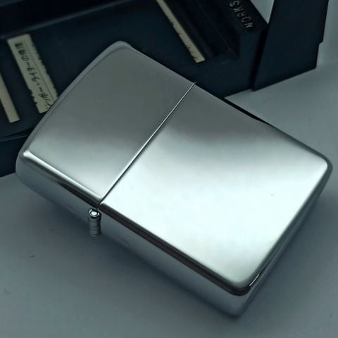 Bật Lửa Zippo Cổ Đồng Khối Mạ Chrome Trắng Trơn Bóng Đời IV La Mã Sản Xuất Năm 1988 ZL882