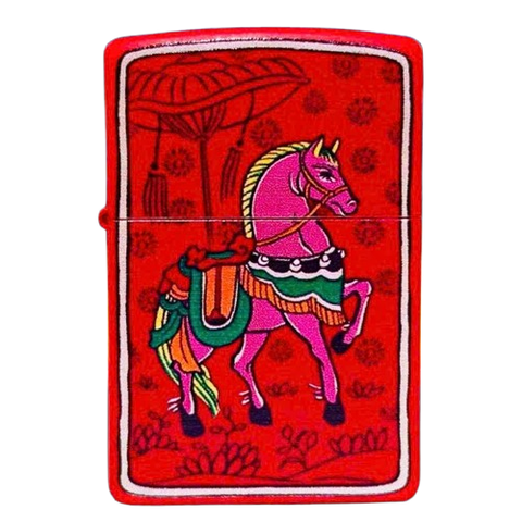 Bật Lửa Zippo Sơn Đỏ Bộ Sưu Tập 12 Con Giáp Họa Tiết In Tranh Đông Hồ Z345