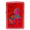 Bật Lửa Zippo Sơn Đỏ Bộ Sưu Tập 12 Con Giáp Họa Tiết In Tranh Đông Hồ Z345