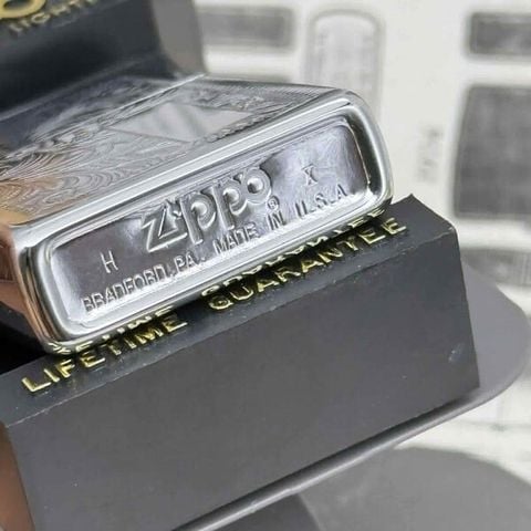 Bật Lửa Zippo Đồng Khối Mạ Chrome Hoa Văn Venetian Năm 1994 Đời X La Mã ZL744