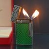 Bật Lửa Dupont HK Ga Đá Vân Kim Cương Sơn Xanh Họa Tiết Da Rắn Lửa Tai Thỏ D215