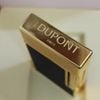Bật Lửa Dupont HK Ga Đá Mạ Vàng Nắp Kim Cương Sơn Đen Vân 3D D214