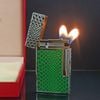 Bật Lửa Dupont HK Ga Đá Vân Kim Cương Sơn Xanh Họa Tiết Da Rắn Lửa Tai Thỏ D215