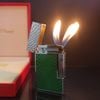 Bật Lửa Dupont HK Ga Đá Vân Kim Cương Sơn Xanh Họa Tiết Da Rắn Lửa Tai Thỏ D215