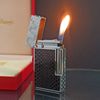 Bật Lửa Dupont HK Ga Đá Nắp Vân Kim Cương Họa Tiết Rắn Trắng Sơn Đen Vân Da Rắn D216