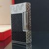 Bật Lửa Dupont HK Ga Đá Nắp Vân Kim Cương Họa Tiết Rắn Trắng Sơn Đen Vân Da Rắn D216