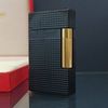 Bật Lửa Dupont HK Ga Đá Vân Kim Cương Sơn Đen Phối Rulo Và Nắp Vàng D218
