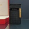 Bật Lửa Dupont HK Ga Đá Vân Kim Cương Sơn Đen Phối Rulo Và Nắp Vàng D218