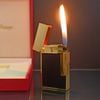 Bật Lửa Dupont HK Ga Đá Mạ Vàng Nắp Kim Cương Sơn Đen Vân 3D D214