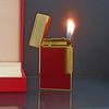Bật Lửa Dupont HK Ga Đá Mạ Vàng Nắp Kim Cương Sơn Đỏ D219