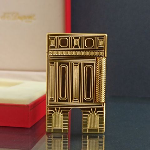 Bật Lửa ST Dupont HK Cao Cấp Place Vedôme Họa Tiết Cổng Trời Vàng D220