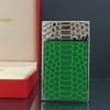 Bật Lửa Dupont HK Ga Đá Vân Kim Cương Sơn Xanh Họa Tiết Da Rắn Lửa Tai Thỏ D215