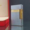 Bật Lửa Dupont HK Ga Đá Vân Kim Cương Trắng Phối Rulo Và Nắp Vàng D217