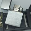 Bật Lửa Zippo Đồng Khối Mạ Chrome Trắng Trơn Phay Xước Đáy Lồi Đời V La Mã Sản Xuất Năm 1989 ZL860
