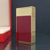 Bật Lửa Dupont HK Ga Đá Mạ Vàng Nắp Kim Cương Sơn Đỏ D219