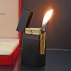Bật Lửa Dupont HK Ga Đá Vân Kim Cương Sơn Đen Phối Rulo Và Nắp Vàng D218