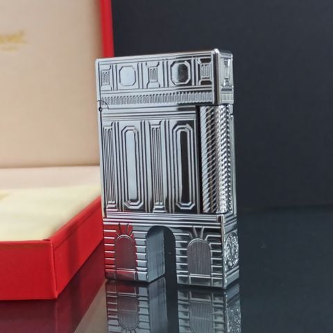 Bật Lửa ST Dupont HK Cao Cấp Place Vedôme Họa Tiết Cổng Trời Trắng D221